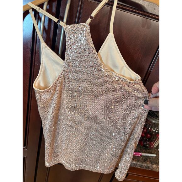 Gold Sequin V-Neck Cami Racerback Adjustable Straps Size XS NWT - Picture 5 of 13